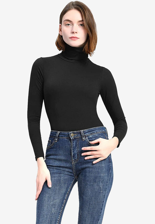 Turtleneck Long Sleeve Black Bodysuit